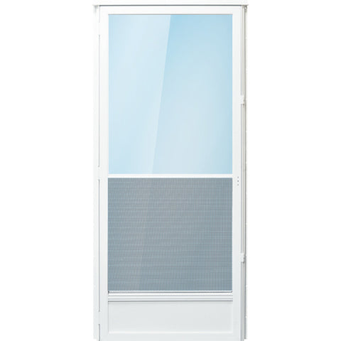 Self Storing White Aluminium Storm Door