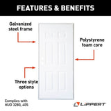 Outswing 6 Panel Steel Entry Door