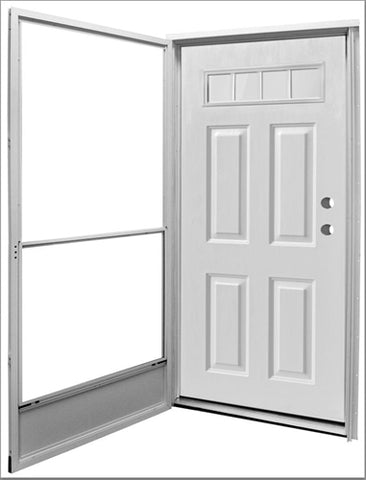 6 Panel Heavy Duty Door with 4 Lite Window and Storm Door