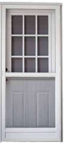 6 Panel Heavy Duty Door with 9 Lite Window and Storm Door