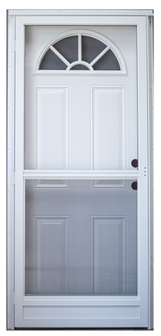 6 Panel Heavy Duty Door with Sunburst Window and Storm Door