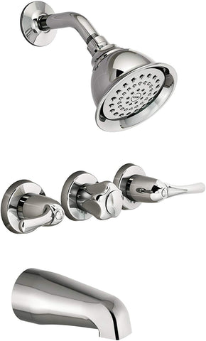 Tub and Shower Faucet - 8" Centers 3 Handle Style Moen
