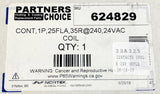 Contactor, 1 Pole, 24V, 25FLA, 35R, 624829
